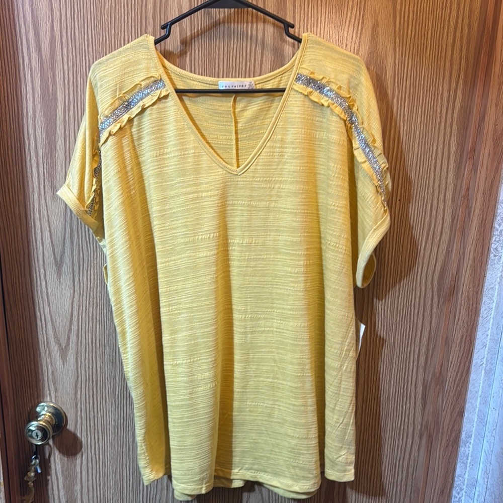 Cato Yellow Dolman Sleeve T-Shirt Relaxed Fit
